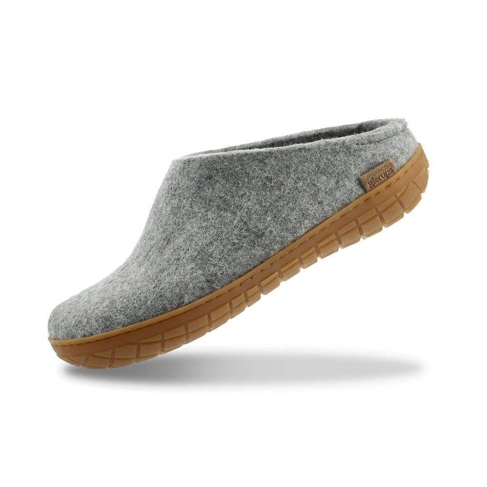 Glerups 45 Scandinavian Wool Shoes SLIP-ON WITH NATURAL RUBBER SOLE HONEY - GREY